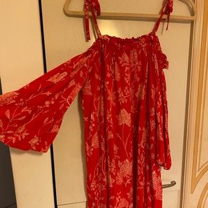 H&M red and white dress with sleeves